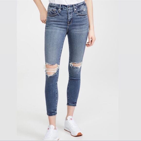 Good American Good Legs Distressed Crop Jeans - Picture 11 of 11